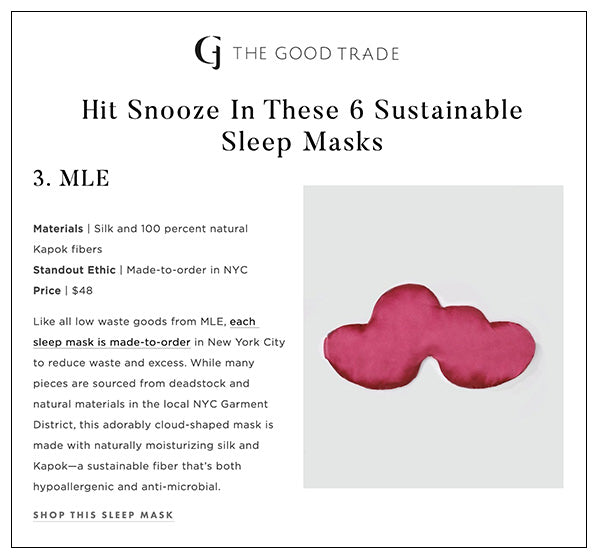 The Good Trade, MLE Sustainable Sleep Masks