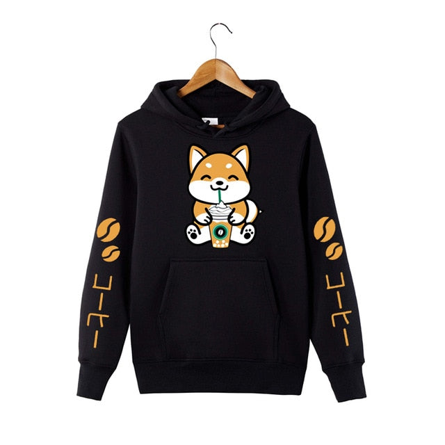 shiba inu hooded plush sweatshirt