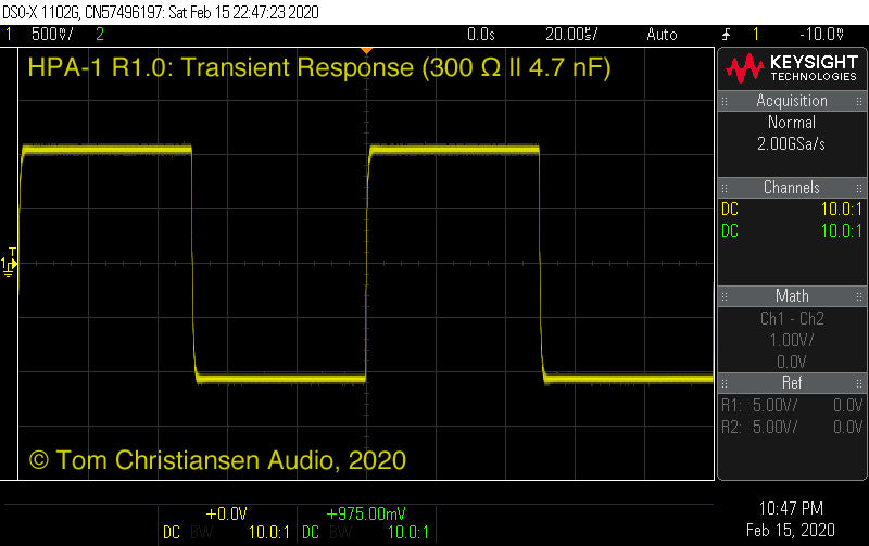 TCA HPA-1 transient response (300 Ω || 4.7 nF)