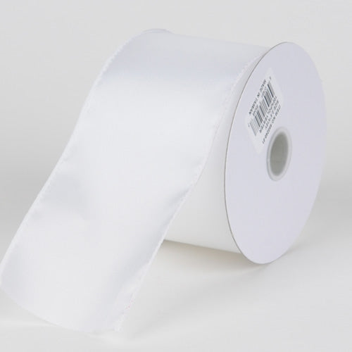 Image of 1 - 1/2 Inch x 10 Yards White Wired Budget Satin Ribbon