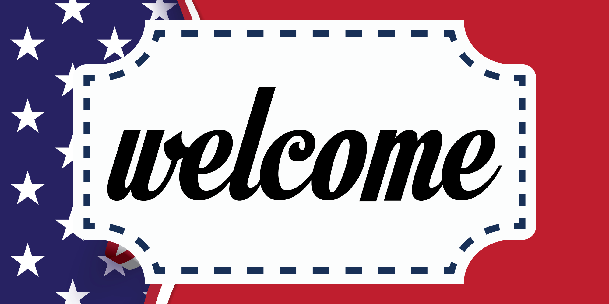 Image of 12 x 6 Inch Welcome Metal Sign Flag: Made In USA