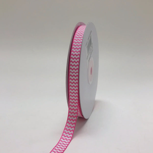 Hot Pink - Chevron Design Grosgrain Ribbon ( 7/8 inch | 25 Yards )