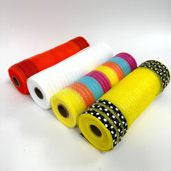 Holiday Floral Deco Mesh Set - Pack of 4 Rolls ( 10 Inch x 10 Yards )