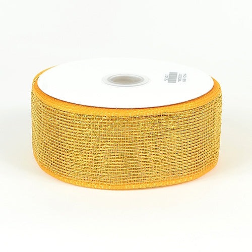 Metallic Deco Mesh Ribbons Gold ( 4 inch x 25 yards ) - BBCrafts