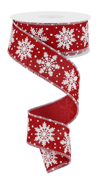 Thin Stripe Glitter Wired Ribbon : Red White - 2.5 Inches x 100 Feet