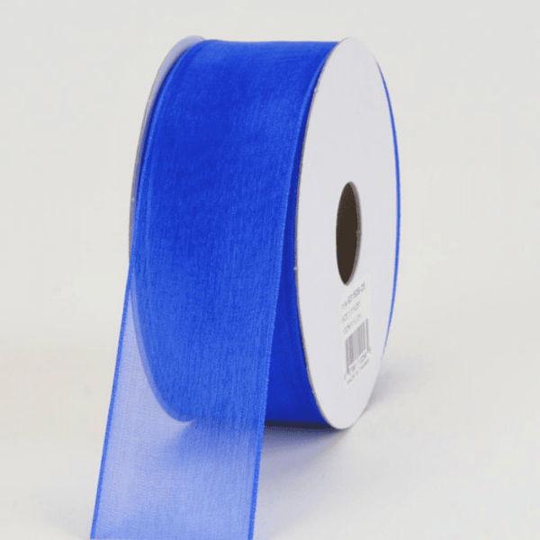 Navy - Organza Ribbon Thick Wire Edge 25 Yards - ( W: 1 - 1/2 Inch | L: 25  Yards )