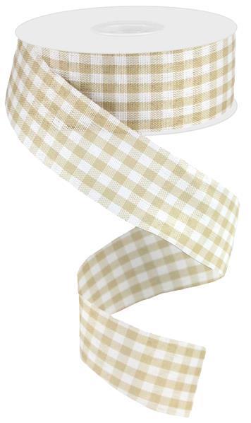 Red & White - Primitive Gingham Check Ribbon - ( 1-1/2 Inch