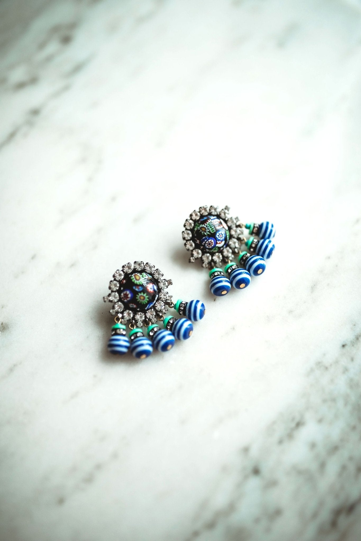 Buy Antique Royal Blue Stone Leaf stud oxidized silver Jhumka Temple Earring  Traditional Stud for women |RamyamDesigns