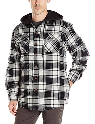 wrangler authentics men's long sleeve quilted lined flannel jacket with hood