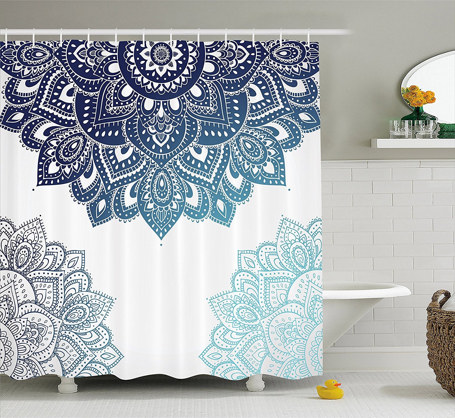 Ambesonne Henna Shower Curtain South Asian Mandala Design Vibrant Col Usbuybuy