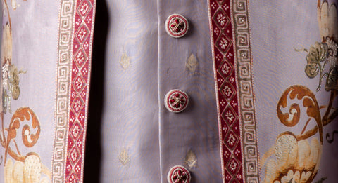 Light Peach Chandari Silk Premium Indo Western Set with intricate Embroidery - Raj Shah