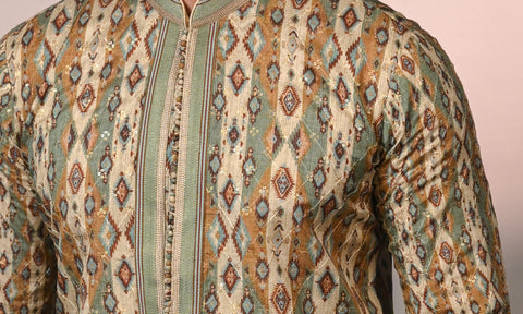 silk kurta, beige kurta, shreeman