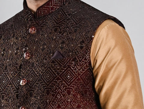 jacket kurta set, nehru jacket for men, shreeman, wedding jacket, koti kurta with pant