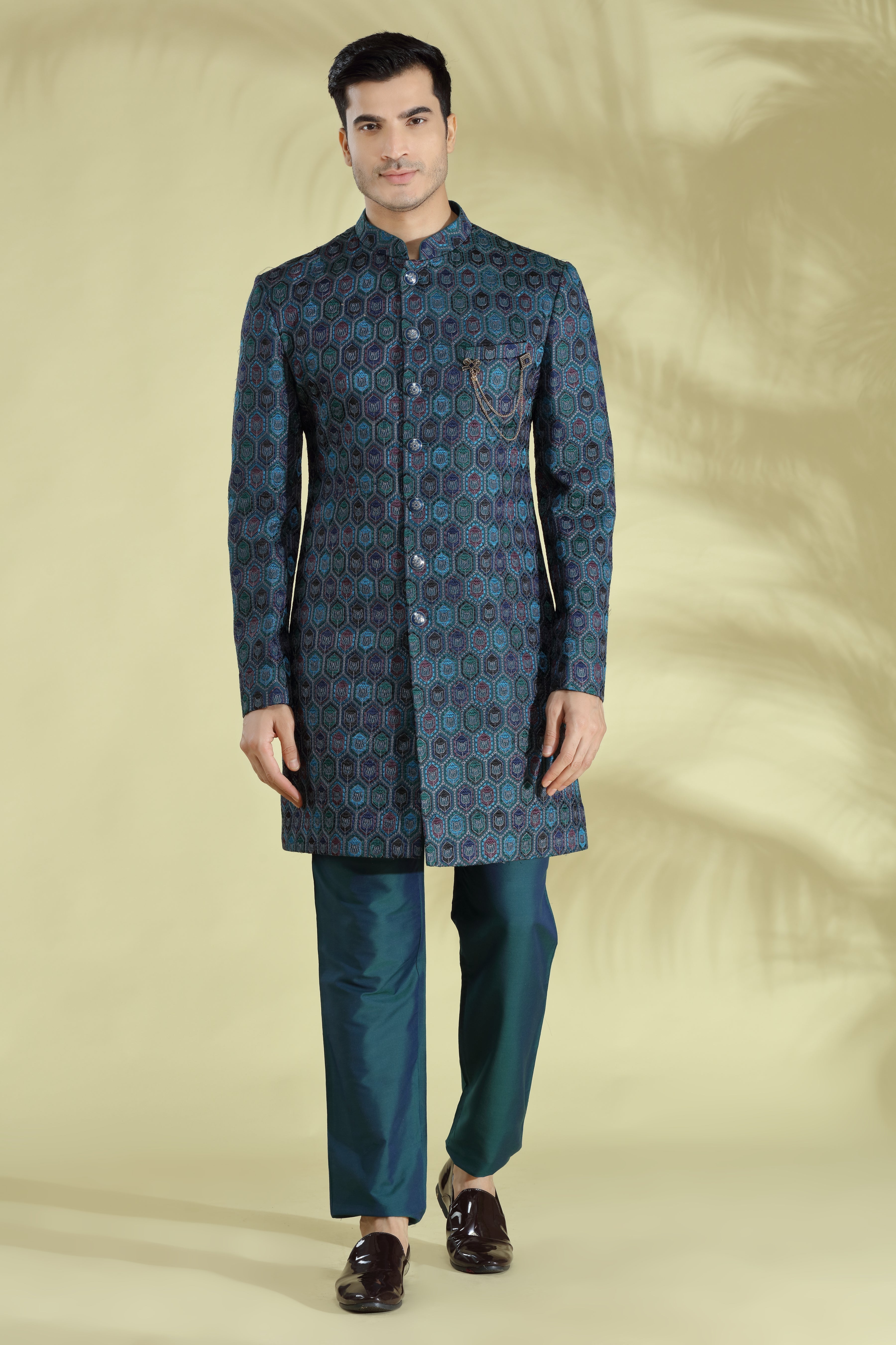 Gray Asparagus Italian Febric Traditional Indian Wedding Indo-Western  Sherwani for Men at Amazon Men's Clothing store