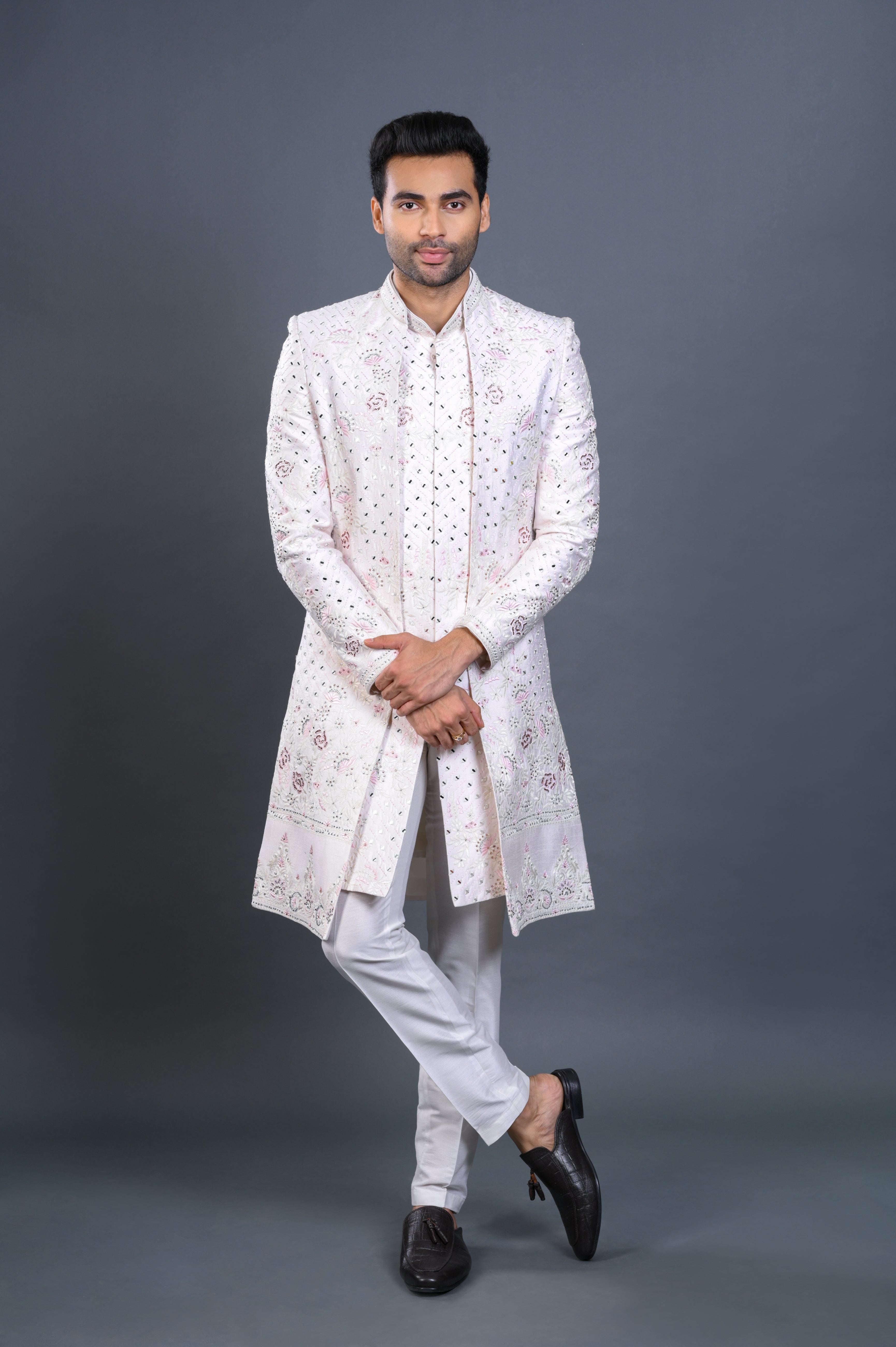 Indo Western Dress For Men White RKL-IW-4980-158987 Men Reception Dress –  iBuyFromIndia