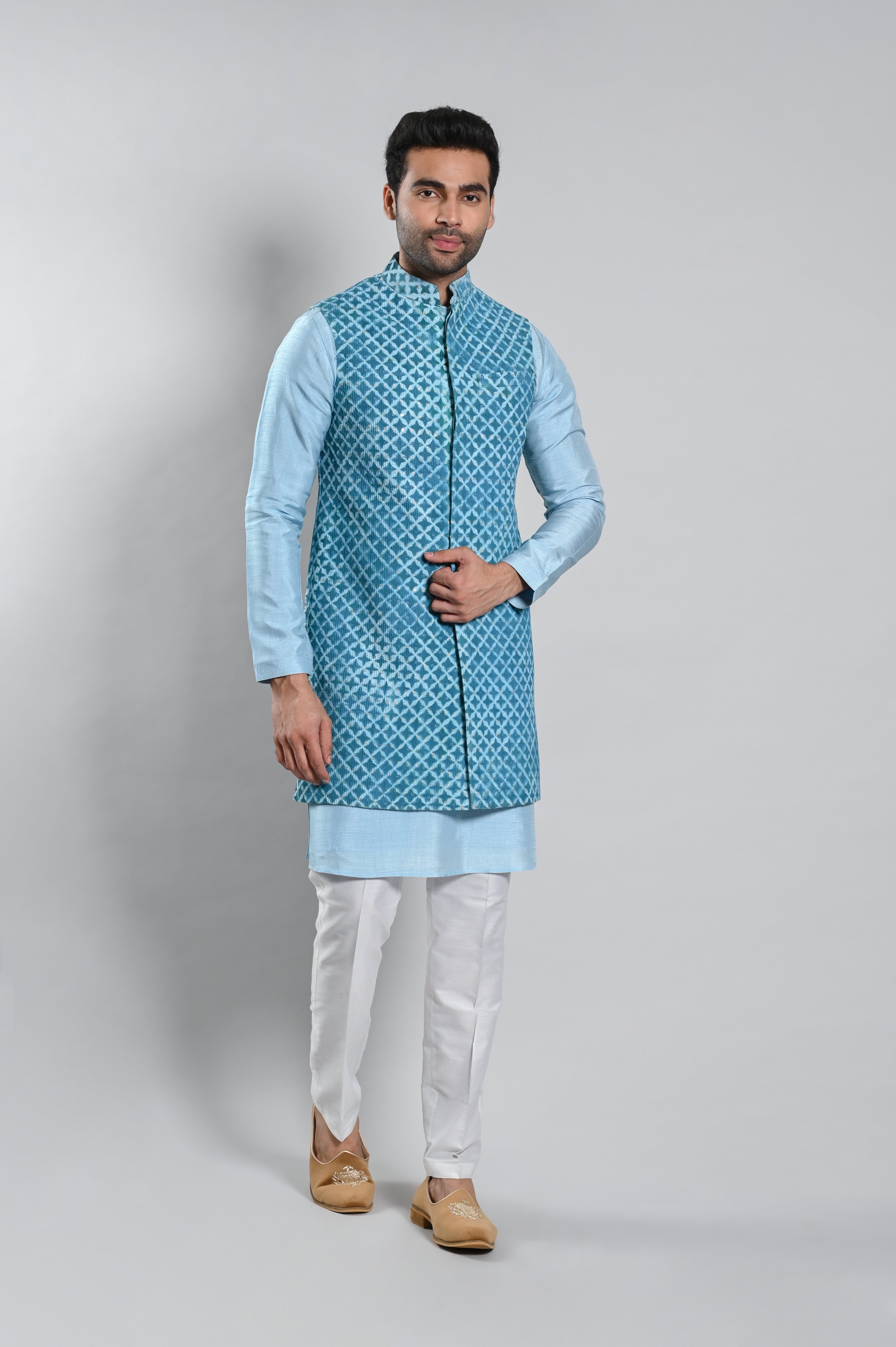 Buy gents koti blue in India @ Limeroad