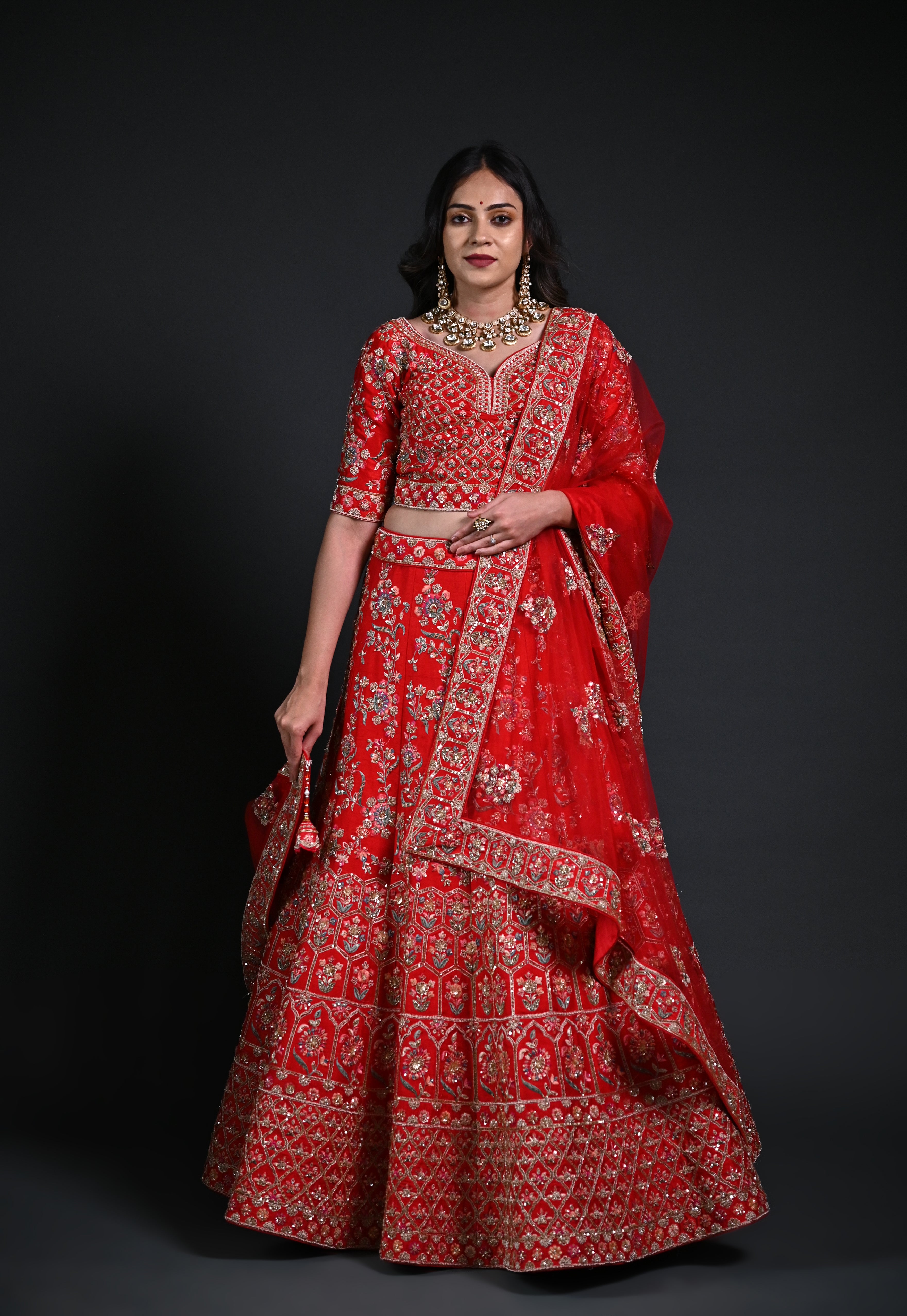 Buy Rani Geometric Print Silk Lehenga Choli with Jari and Toy Work