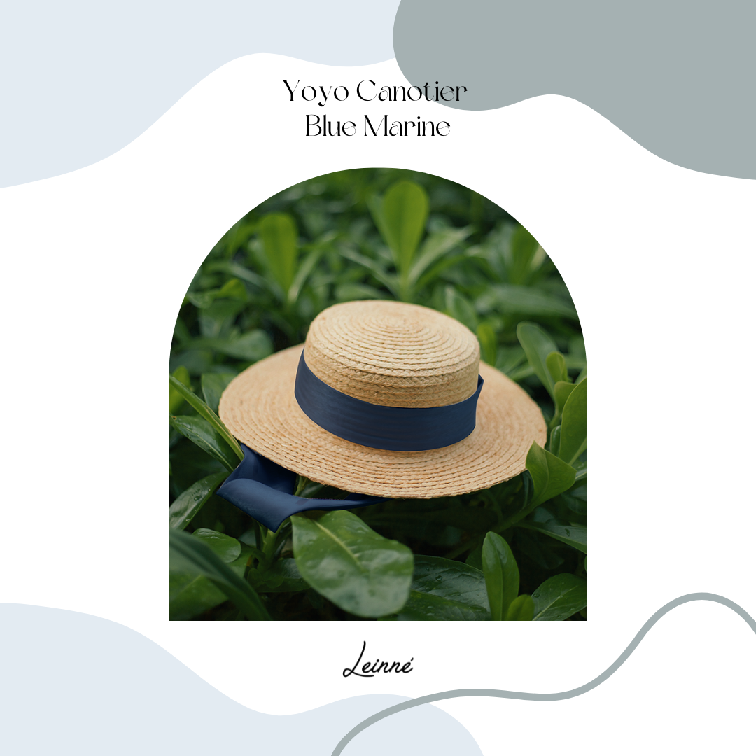 Leinné Boater Yoyo Raffia Hat dans Blue Marine