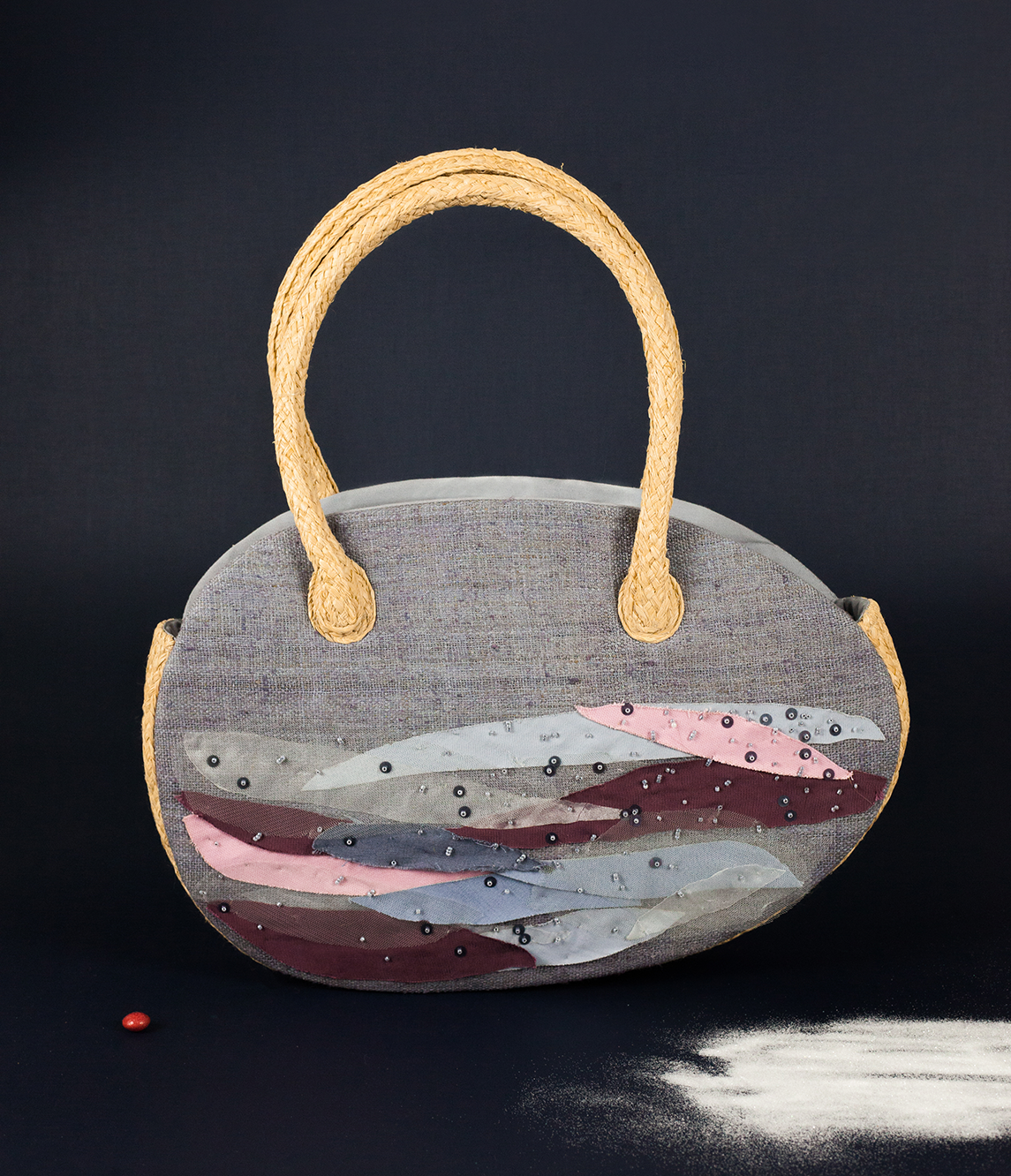 Vietnamese designer unique handbag from hand-woven linen and raffia