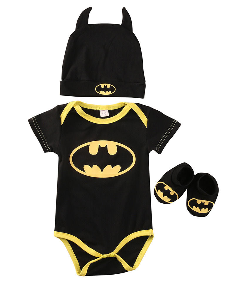 Cute Batman Newborn Baby Boys Rompers+Shoes+Hat 3Pcs Outfit Clothes Se –  Kids Toys