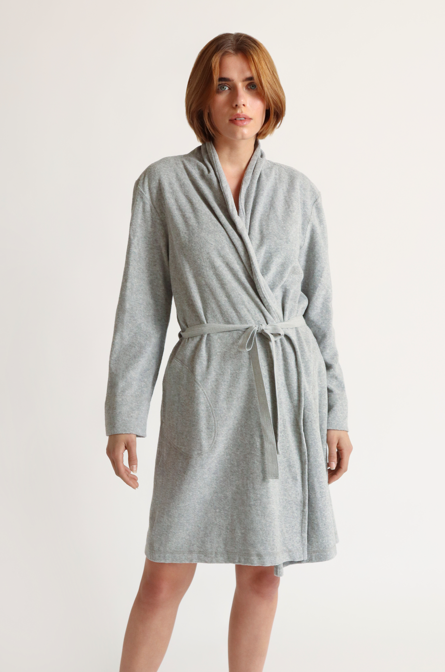French Terry Robe in Heather Grey