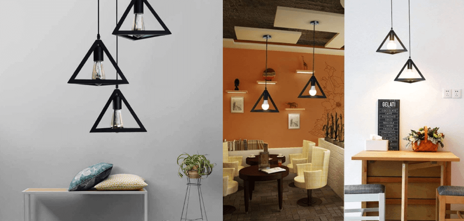 metal triangle shape hanging light footer 1