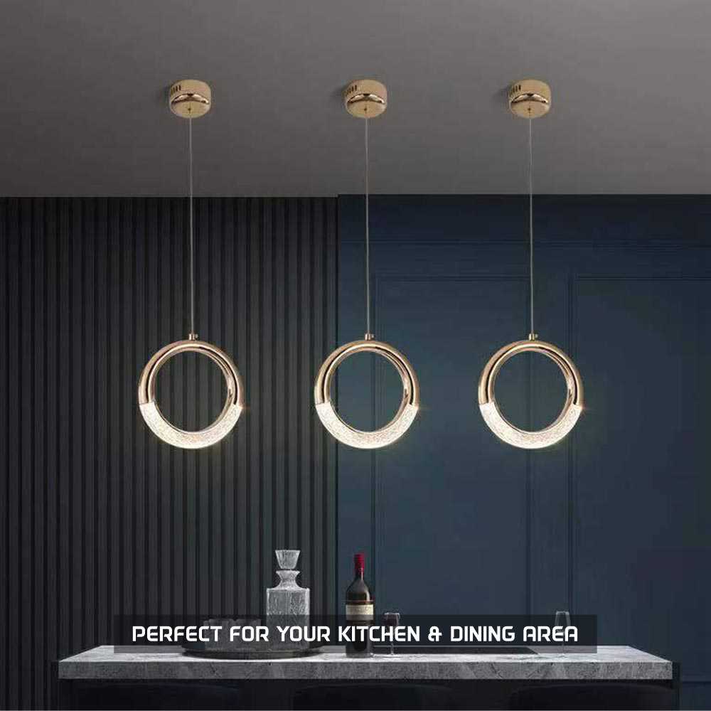 Circular Ring Pendant Light Aluminum LED Chandelier Ceiling Hanging Lamp |  eBay