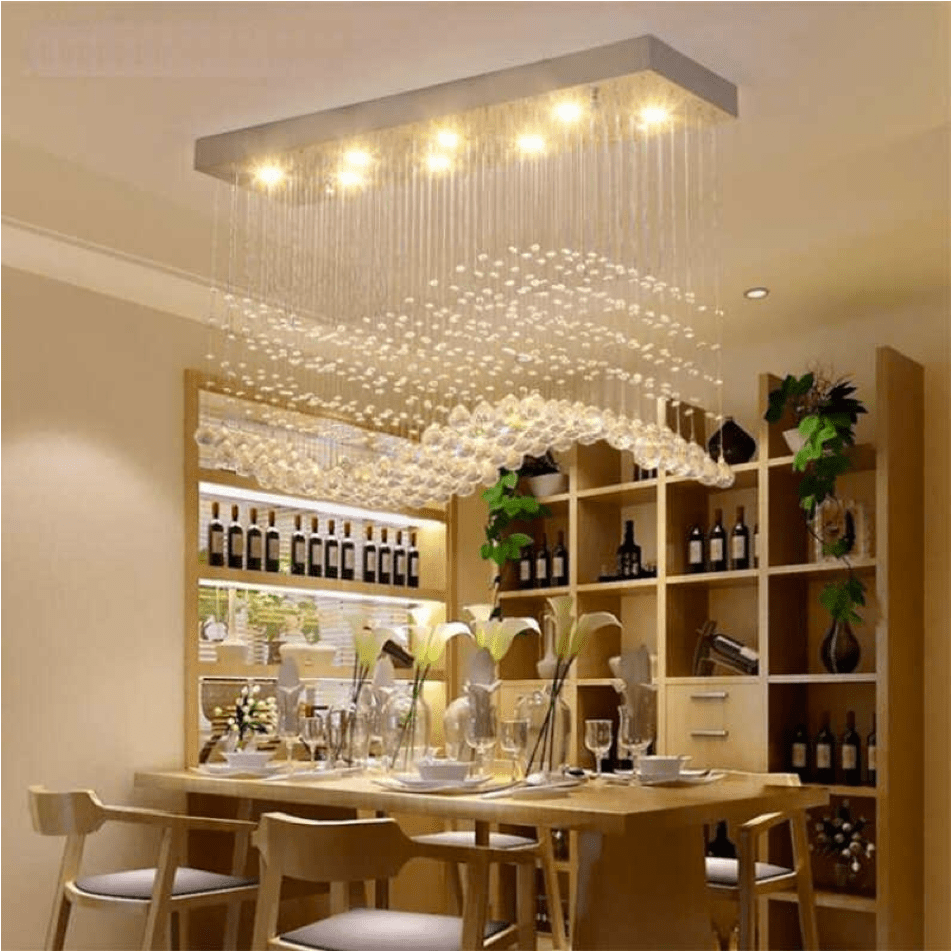 rectangular raindrop wave crystal chandelier lifestyle 4