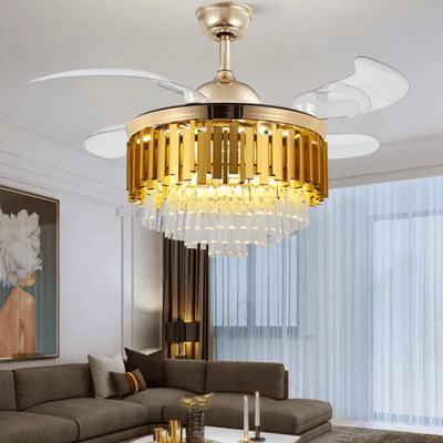 Fandelier Crystal Chandelier Ceiling Fan with Remote Control