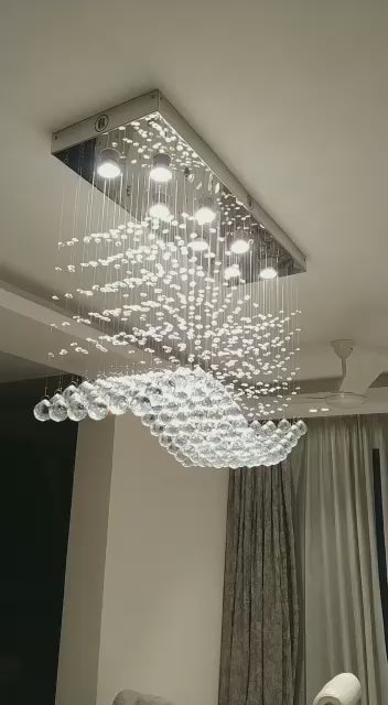 rectangular raindrop wave crystal chandelier