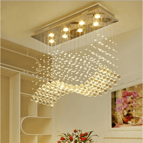 rectangular raindrop wave crystal chandelier