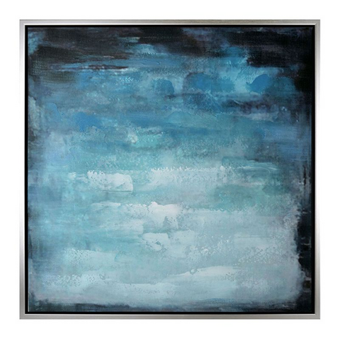 Shades of Blue White on Black Canvas Art