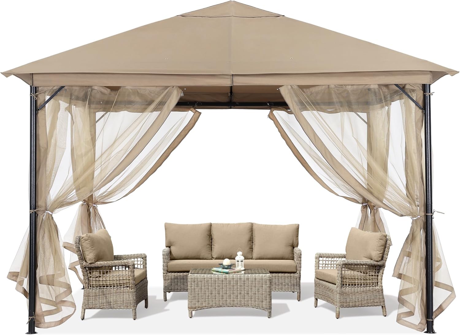 ABCCANOPY Outdoor Patio Gazebo 11x11 Single Roof with Mosquito Netting