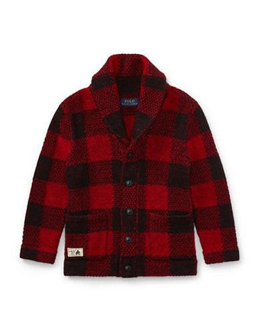 Ralph Lauren Childrenswear Plaid Knitted Cardigan-RED-6