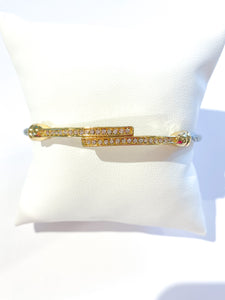 Wire Cable Bracelet Silver w/ Gold Clasp