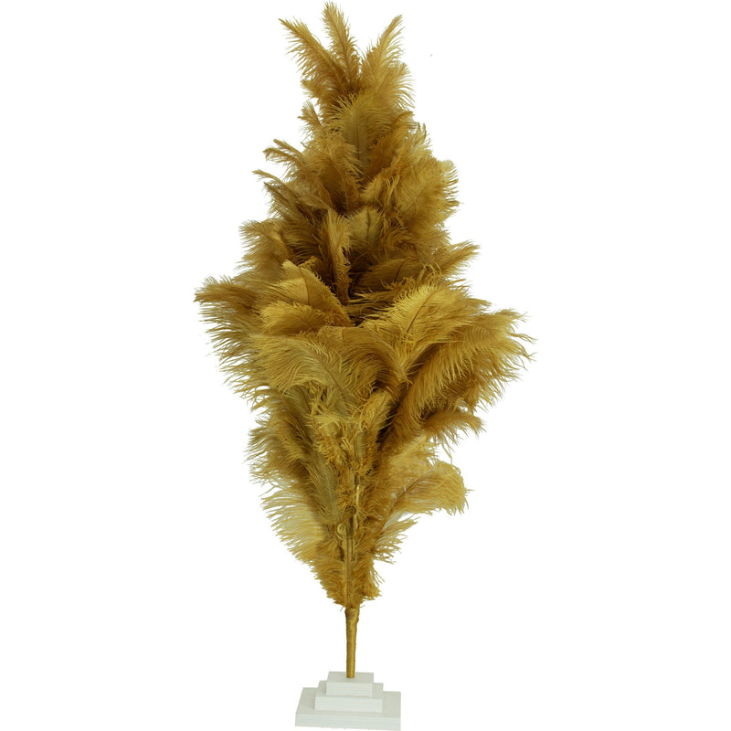 White Ostrich Feather Christmas Tree 5FT Tall Real Bird Feathers Stand  Included