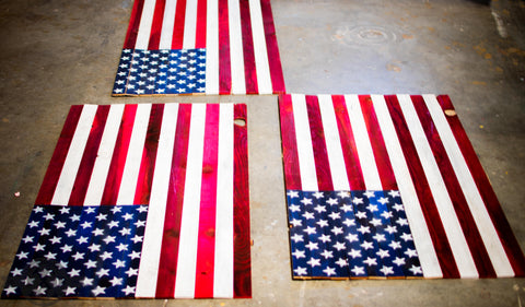 Wooden American Flags