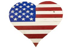 Valentine's Day American Flag Wooden Heart