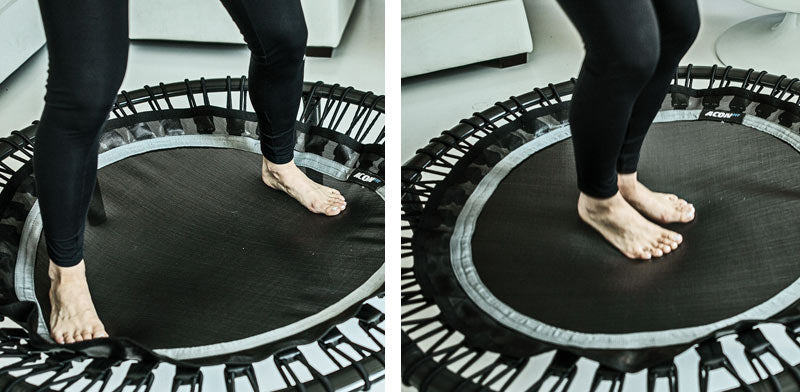 Jumping jacks on a fitness trampoline