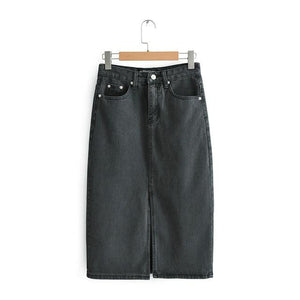 ladies midi denim skirt