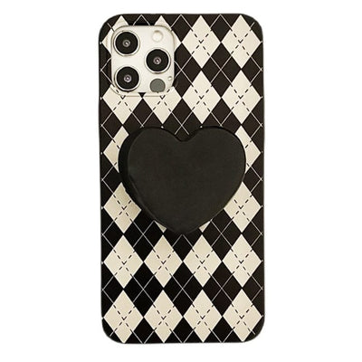 Black Heart Argyle iPhone Case