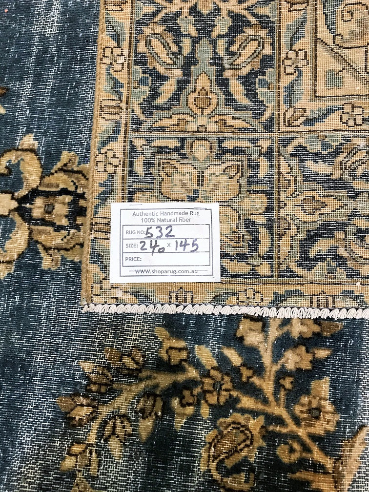 2.4x1.5m Over Dyed Vintage Kerman Rug | Distress Vintage Persian Rug ...