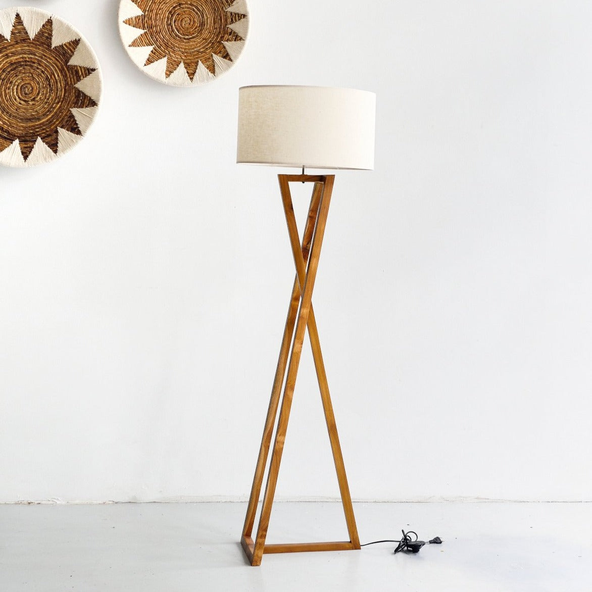 black shade tripod floor lamp