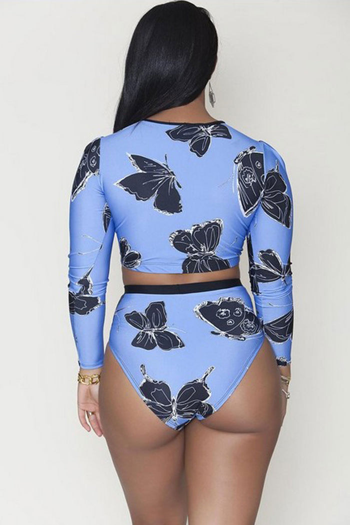 long sleeve high waisted swimsuit plus size