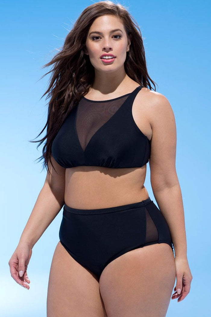 black high waisted bikini bottoms plus size