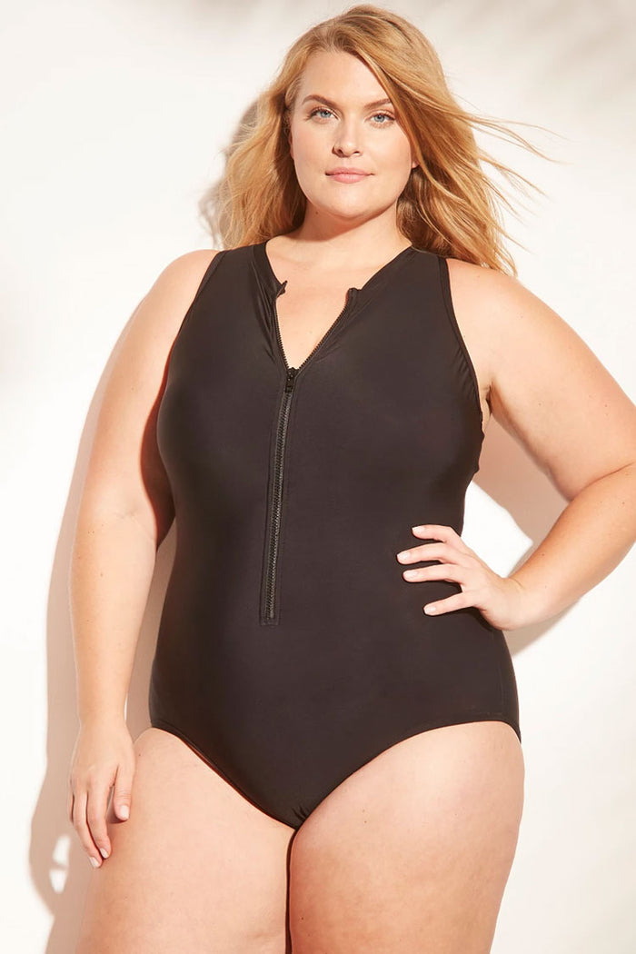 zipper front swimsuit plus size