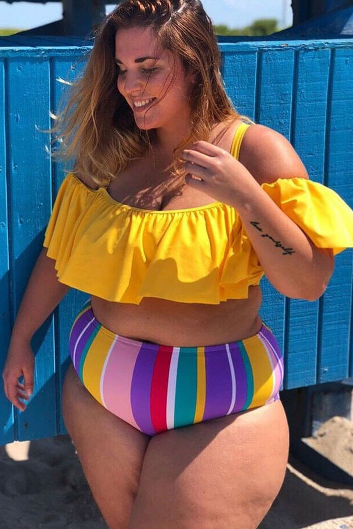 yellow plus size bathing suit