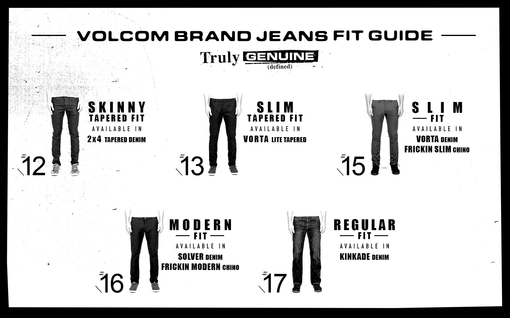 Volcom Beand Mens Jeans Size Guide