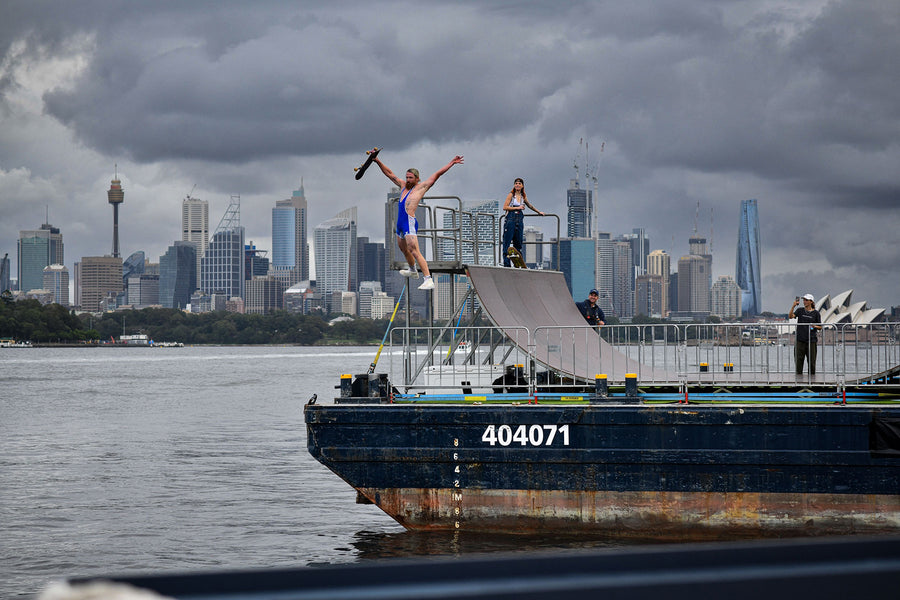 skateboarder on sydney harbour