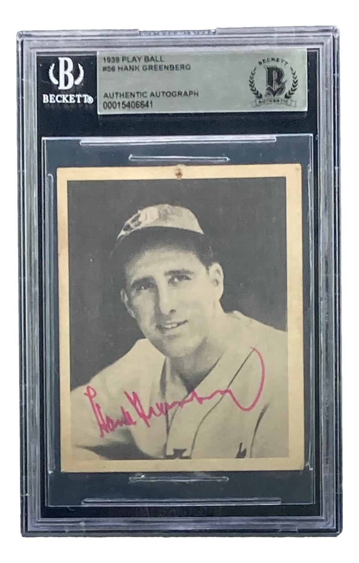 Hank Greenberg Signed 1939 Play Ball 56 Detroit Tigers Rookie Card Ba